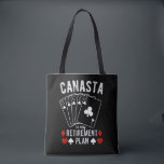 Canasta is my retirement plan tote bag<br><div class="desc">Canasta is my retirement plan is funny design fitting for everybody who loves canasta. It can also be given as a Birthday or Christmas gift to your best friend or relative who also loves canasta. Design is also fitting in time for mothers day or fathers day.</div>