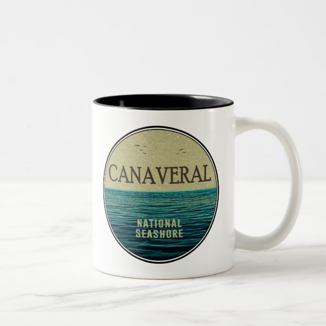 Canaveral National Seashore Florida Ocean Birds Two-Tone Coffee Mug (Right)