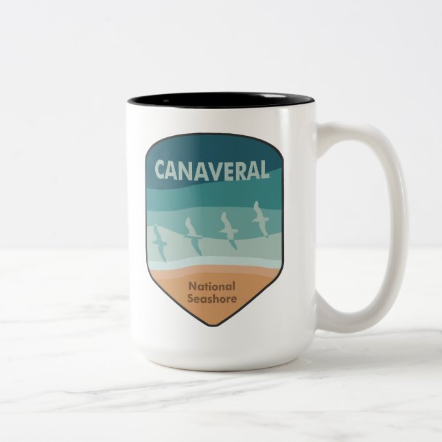 Canaveral National Seashore Florida Seagulls Two-Tone Coffee Mug (Right)