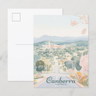 Canberra Australia Gouache Illustration Travel Postcard
