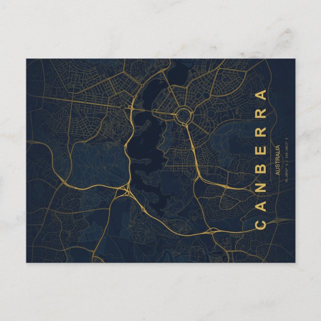 Canberra Australia Map Minimal Postcard (Front)