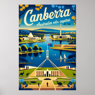 Canberra Australia Retro Travel Poster Art