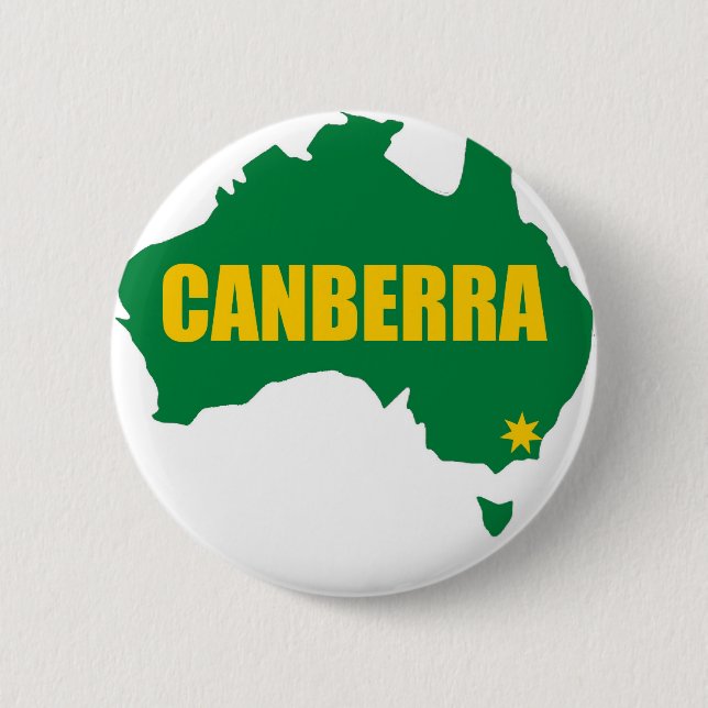 Canberra Green and Gold Map 2 Inch Round Button (Front)