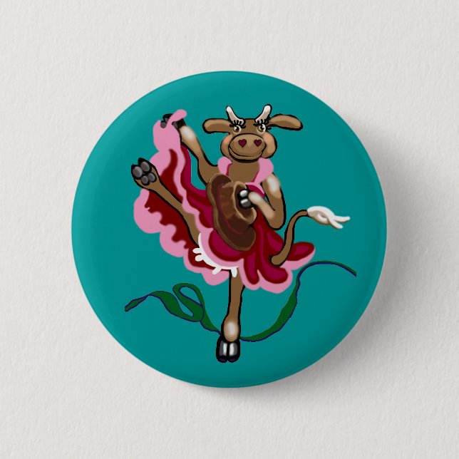 Cancan cowgirl 2 inch round button (Front)