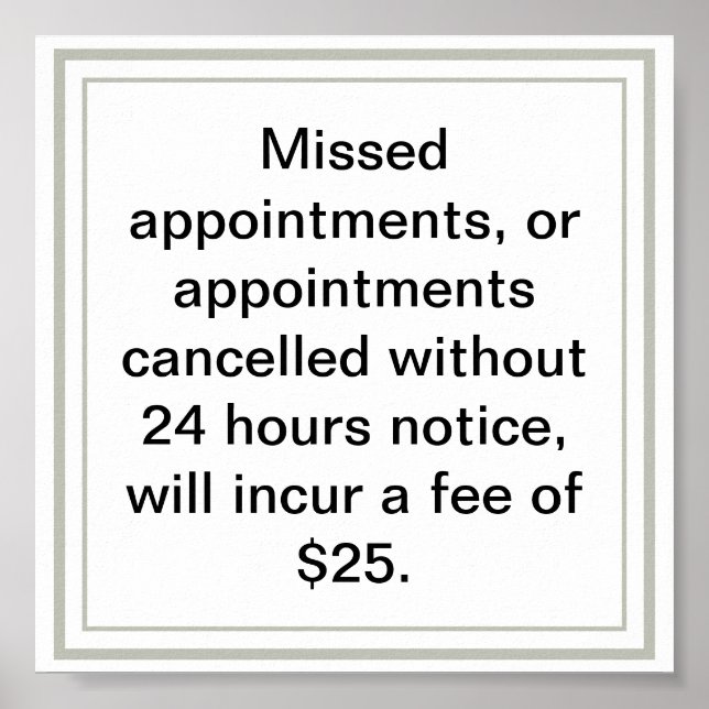 Cancelation policy for a service business poster (Front)