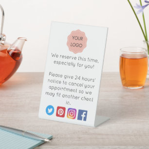 Cancellation notice for salon or spa pedestal sign