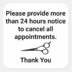 Cancellation policy square sticker