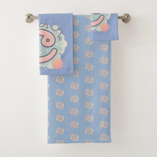 CANCER, Abstract Design of the Zodiac Sign,  Bath Towel Set