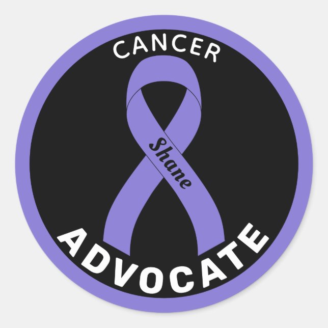 Cancer Advocate Ribbon Black Round Sticker (Front)
