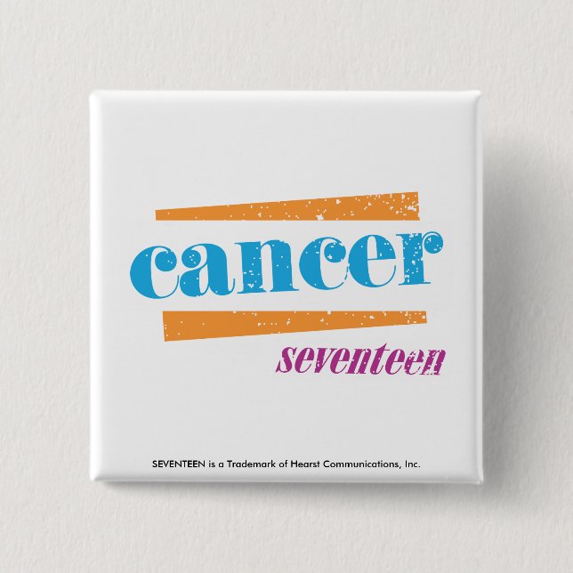 Cancer Aqua 2 Inch Square Button (Front)