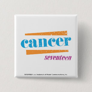 Cancer Aqua 2 Inch Square Button