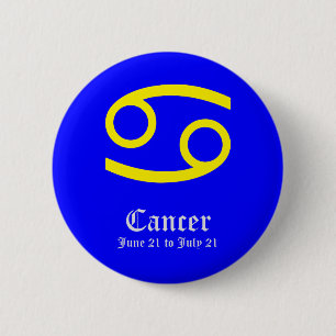 CANCER ASTROLOGIC SIGN, SYMBOL ZODIAC 2 INCH ROUND BUTTON