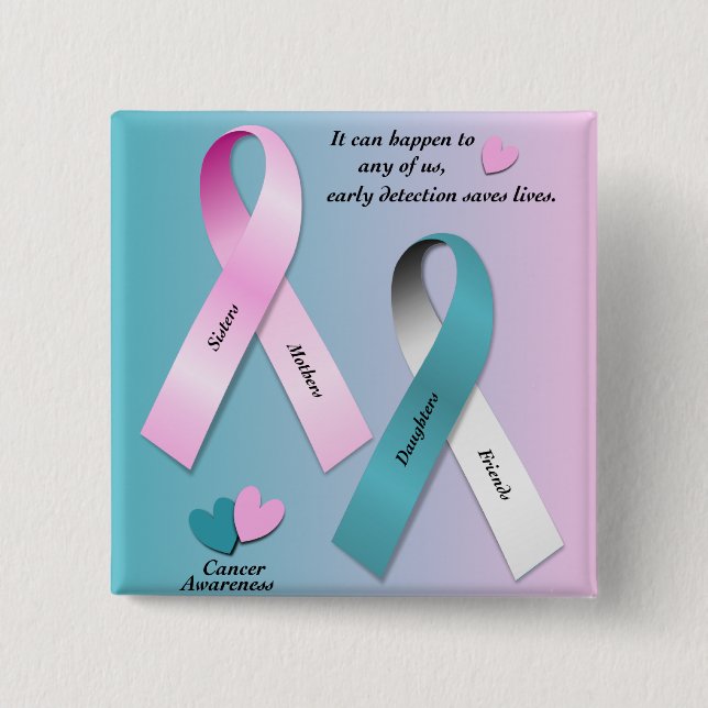 Cancer Awareness 2 Inch Square Button (Front)