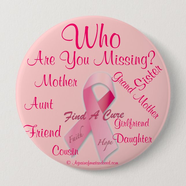 Cancer Awareness 4 Inch Round Button (Front)