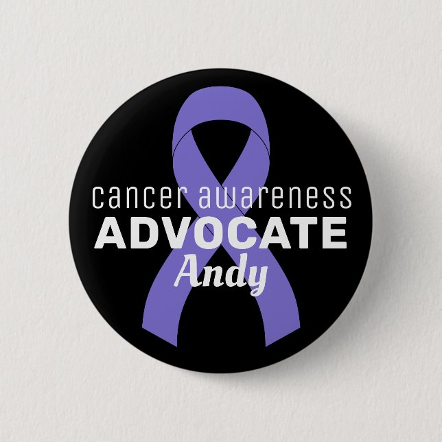 Cancer Awareness Advocate Ribbon Black Button (Front)