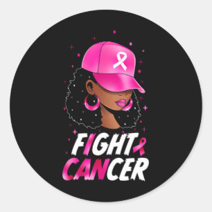Cancer Awareness Black Women Warrior Pink Support  Classic Round Sticker