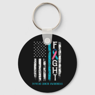 Cancer Awareness Blue Pink Teal Ribbon Fight Flag  Keychain