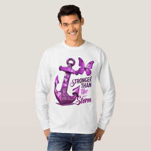Cancer awareness breast phrase Stronger Than Storm T-Shirt