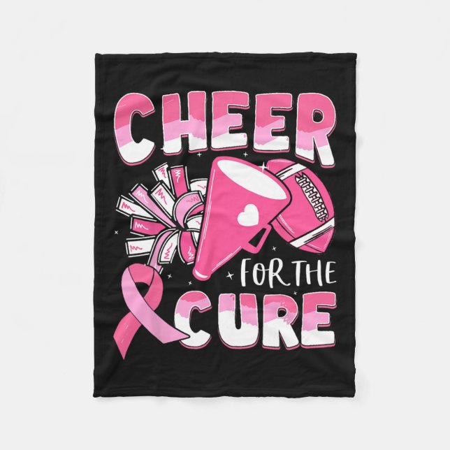 Cancer Awareness Cheer For The Cure Football  Fleece Blanket (Front)