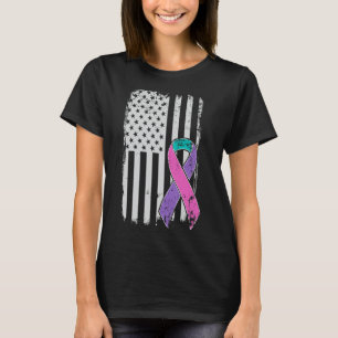 Cancer Awareness - Distressed Us American Flag T-Shirt
