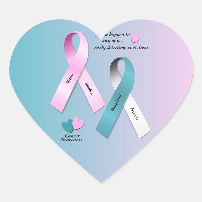 Cancer Awareness Heart Sticker (Front)