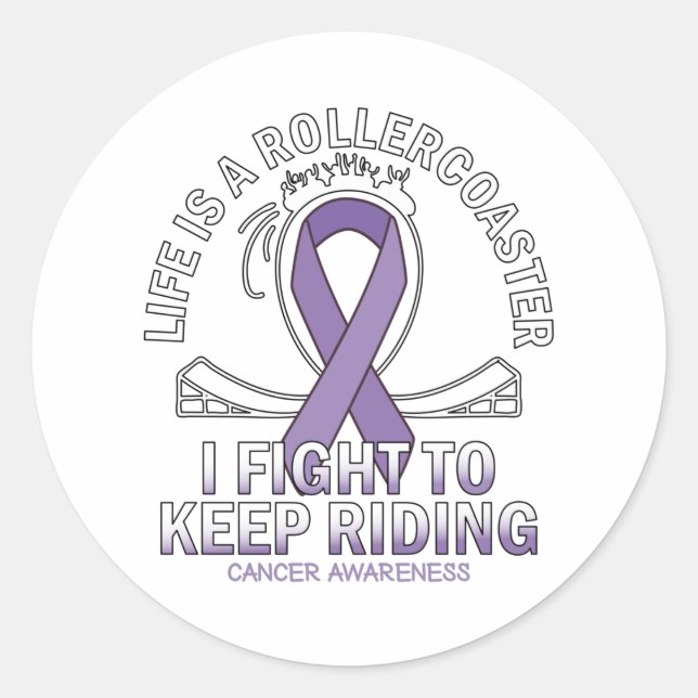 Cancer awareness lavender ribbon classic round sticker (Front)