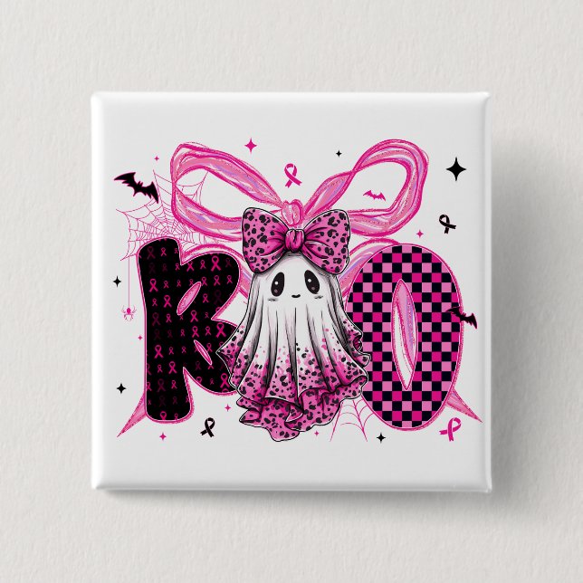 Cancer Awareness - October We Wear Pink 2 Inch Square Button (Front)