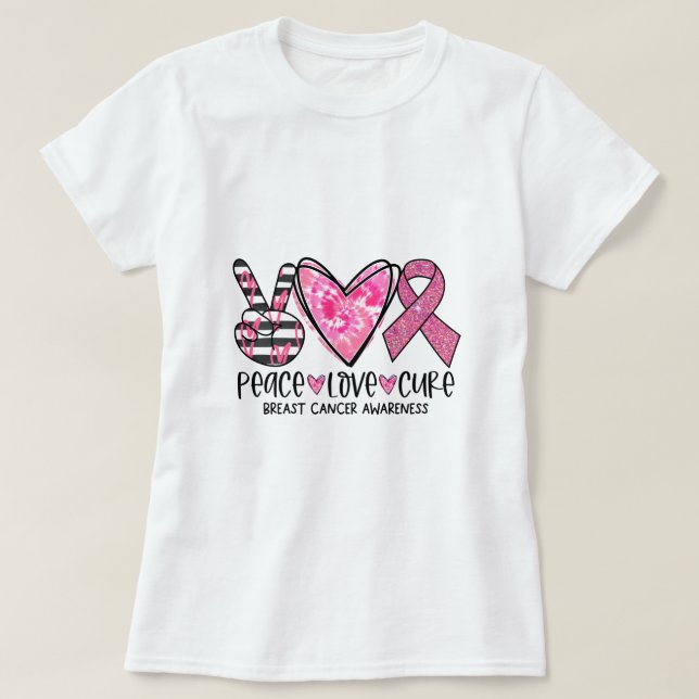 Cancer Awareness Peace Love Cure T-Shirt (Design Front)
