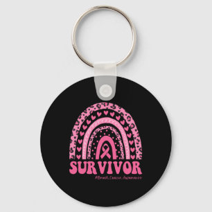 Cancer Awareness Pink Rainbow Breast Cancer Surviv Keychain