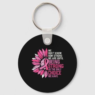 Cancer Awareness Pink Ribbon Sunflower Keychain