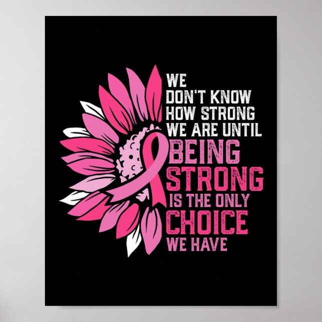 Cancer Awareness Pink Ribbon Sunflower  Poster (Front)