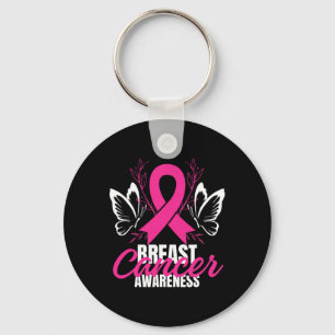 Cancer Awareness Pink Ribbon Support Squad Cancer  Keychain