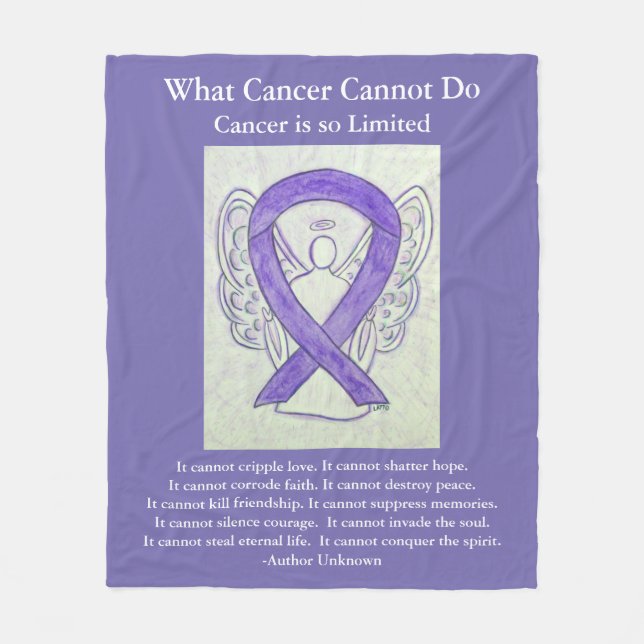Cancer Awareness Ribbon Angel Soft Fleece Blanket (Front)