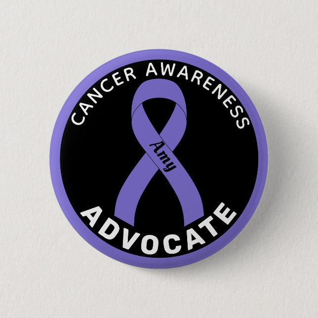 Cancer Awareness Ribbon Black Button (Front)