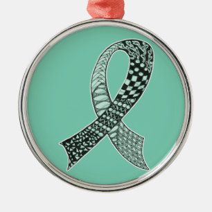 Cancer Awareness Ribbon Custom Colors Metal Ornament
