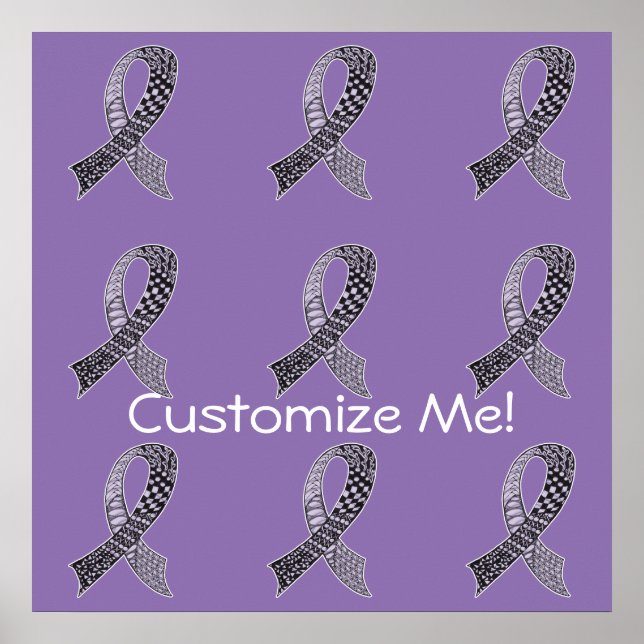 Cancer Awareness Ribbon Custom Colors Poster (Front)