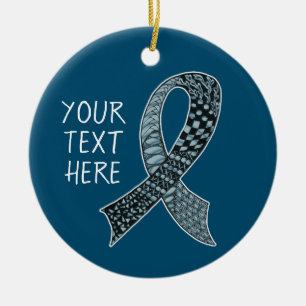 Cancer Awareness Ribbon Custom Colour Ceramic Orna Ornament