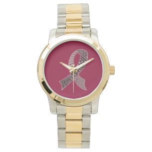 Cancer Awareness Ribbon Custom Colours Watch