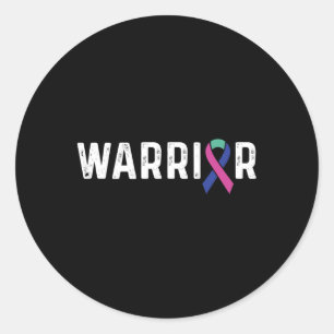 Cancer Awareness Ribbon Warrior Classic Round Sticker