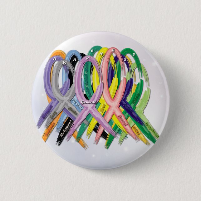 Cancer Awareness Ribbons 2 Inch Round Button (Front)