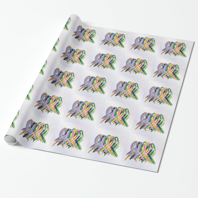 Cancer Awareness Ribbons Wrapping Paper (Unrolled)
