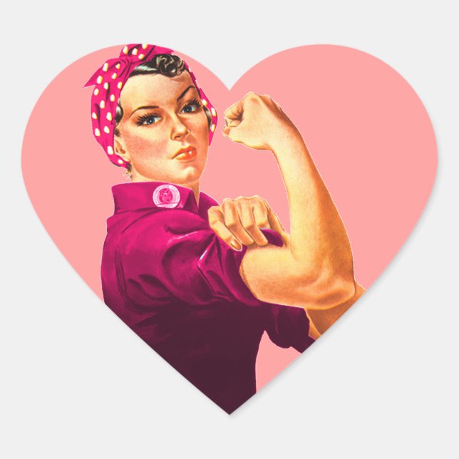 Cancer Awareness Rosie The Riveter Heart Sticker (Front)