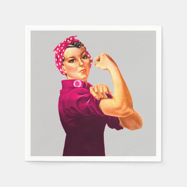 Cancer Awareness Rosie The Riveter Napkin (Front)