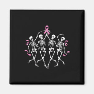 Cancer Awareness Skeleton Dancing Pink Ribbon Cost Magnet