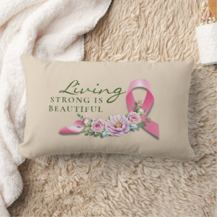 Cancer Awareness - Strong is Beautiful  Lumbar Pillow