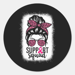 Cancer Awareness Support-squad Messy Bun Warrior 1 Classic Round Sticker