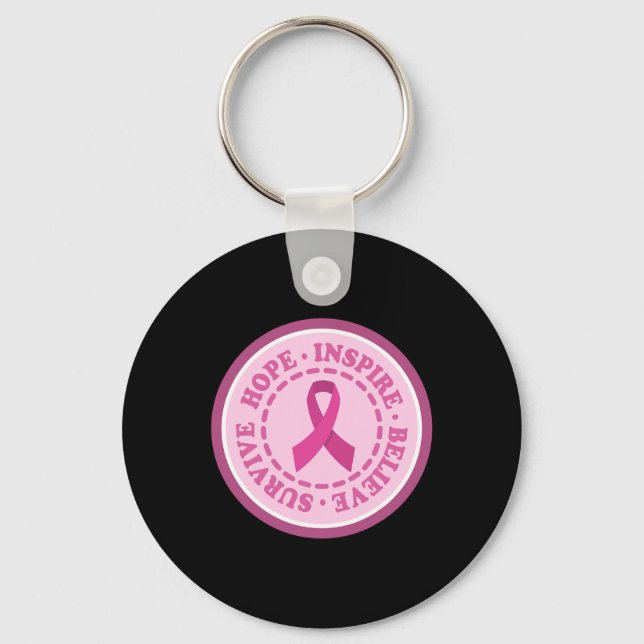 Cancer Awareness Survive Hope Inspire Believe  Keychain (Front)