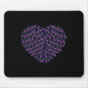 Cancer Awareness Teal Ribbon Heart Gift Support Fi Mouse Pad
