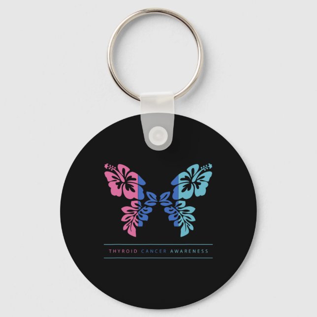 Cancer Awareness Thyroid Cancer Support  Keychain (Front)