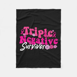 Cancer Awareness Triple Negative Survivor Flowers Fleece Blanket